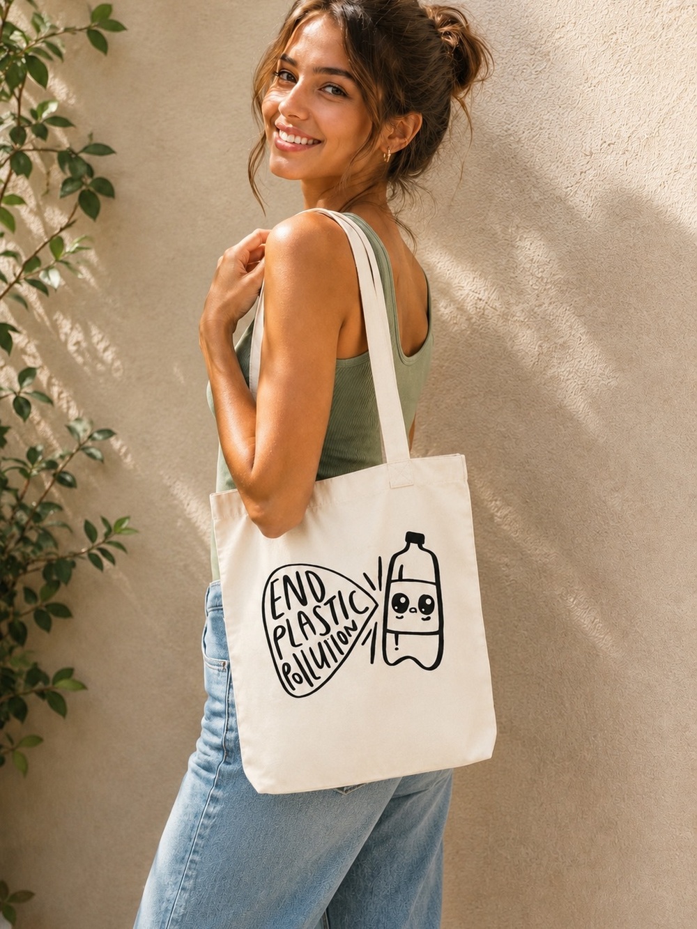 End Plastic Pollution reusable tote